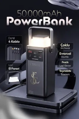 EN SİGA Led Aydınlatmalı 50.000 mAh Taşıma Askı Hızlı Şarj 22,5w Ultra Güçlü Powerbank