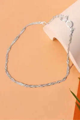 Elika Silver 925 Ayar Gümüş Singapur Zincir Bileklik