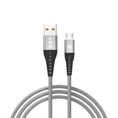 S-link SL-STM60M 3A Fast Şarj Micro Usb Silver Data + Sarj Kablosu