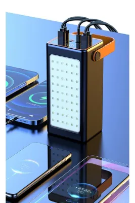 MATECHNO 70.000 mAh Hızlı Şarj Kamp Işıklı 4x USB 1x Type-C 1x Micro 1x Lightning Çıkışlı Led Panel Powerbank