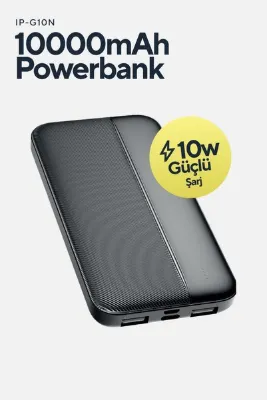 S-LINK IP-G10N Siyah Micro+Type C Girişli 10000mAh Taşınabilir Şarj Cihazı Powerbank