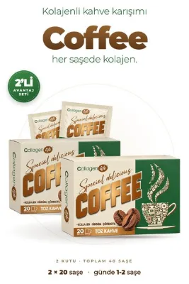 COLLAGEN LIFE Kolajenli Kahve Karışımı Coffee Powder - Hindiba, Garsinya ve Çörek Otu İçerikli Kahve 2'li - Fırsat Paketi (20'şer)