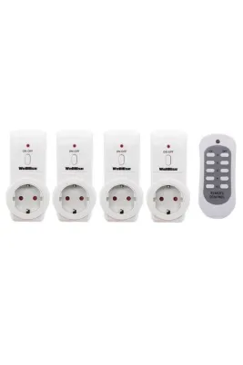 Wellhise Priz 4'lü Uzaktan Kumandalı Priz 4+1 3680W Çocuk Korumalı Priz