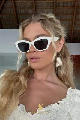MACERATİ Kadın Paula Beyaz Geometrik UV400 Filtreli Güneş Gözlüğü