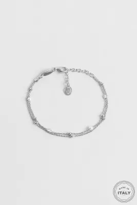 So CHIC... Lyra İtalyan 18 Ayar Beyaz Altın Kaplama 19 Cm Gümüş İnci Bileklik