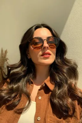 Eyesofia Romand Unisex Oval Leopar Kahverengi Güneş Gözlüğü