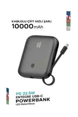 ÇELİKWORK Fp011 10000mah Pd 22.5watt Hızlı Telefon Şarj Aleti Elektronik Taşınabilir Powerbank Type-c Batarya