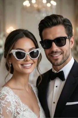 happyline accessories "ufak ayrıntılar güzelliği" 2 Adet After Party Gözlük, Parti Gözlüğü, Taşlı Bride Gözlük, Çift Güneş Gözlüğü, Damat Gözlük