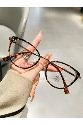 LOOKUP NEW Niva Büyük Boy Cat Eye 55 Ekartman Metal Şeffaf Kadın Erkek Unisex Mavi Işık Korumalı Ekran Gözlüğü Gözlük