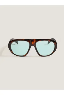 Eyemood Unisex Pilot Güneş Gözlüğü Leopar Desenli Çerçeve Mavi Cam Hecke C2