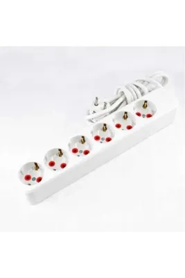 ZAİRA ENERJİ 6 Lı Beyaz Priz Seyyar Uzatma Kablosu Topraklı 2 Metre