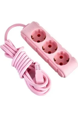 UFO Üçlü Priz 5 Metre {{ Pembe}} Renkli