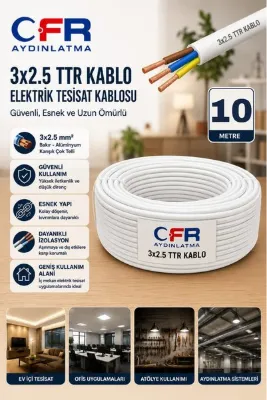 CFR LED AYDINLATMA 3X2.5 TTR Çok telli Elektrik Tesisat Kablosu 5,10,15,20,25,30,50,100 MT