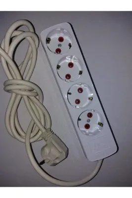 Elektrikçim Dörtlü Topraklı Grup Priz, 1 Metre Kablolu
