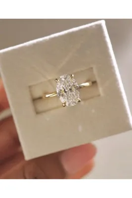 Store 4 Ct Oval Kesim Tektaş Gümüş Gold