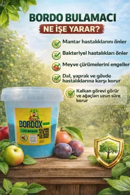 bordox Bakır %25 İçerikli Gübre Kullanıma Hazır Bordo Bulamacı 0.5KG-Meyve Ağaçları Bakım ve Dezenfekte