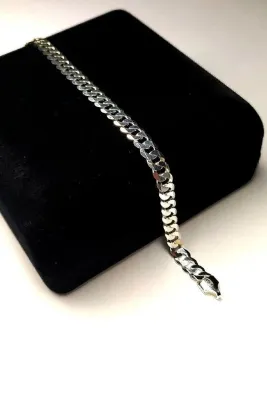 anadolusilver 925 Ayar Gümüş Italyan Gurmet Bileklik 6 mm Genişlik 21 cm Uzunluk.