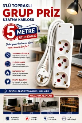 modalonga size ne lazım? 3lü Topraklı Grup Priz - 5 Metre - AMİRAL