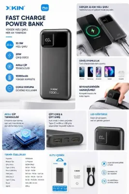 XKIN XK-PB2531 10000mAh 22.5W Hızlı Şarj Powerbank