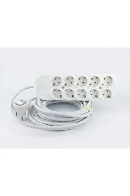 İNWATT ELEKTRİK MAĞAZASI 7 Metre 10 Lu Topraklı Grup Priz Uzatma Kablosu. Anahtar Fişli 3x2.5 mm Topraklamalı Tam Kesit Ara Kablo