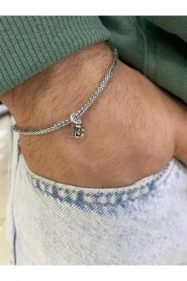 NFS GÜMÜŞÇÜLÜK Kişiye Özel 925 Ayar Gümüş Harfli Bileklik - Unisex
