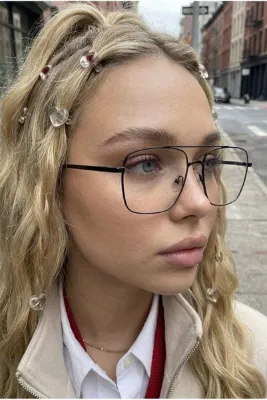 Chunky Frame Unısex Şeffaf Siyah Çerçeveli Kare İmaj Gözlük