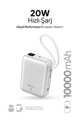 Seyoni ACL PW 146 10000 mAh Mini Powerbank Dahili USB-C Kablolu 20W Hızlı Şarj Güç Bankası