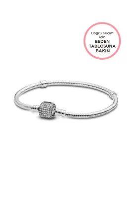 Pandora Moments Gümüş Pavé Klipsli Bileklik