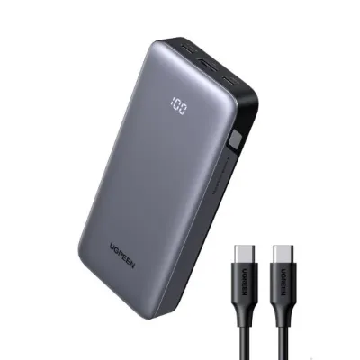 Ugreen 55989B Nexode 20.000 mAh 30W Hızlı Şarj Kablolu Powerbank 2xUSB-C 1xUSB-A