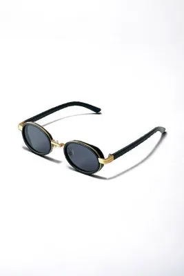 COOLANDBETTER Dina Round Güneş Gözlüğü Unisex siyah gold Oval Çerçeveli