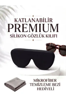 QnQ Katlanabilir Silikon Gözlük Kılıfı Mikrofiber Bez Hediyeli