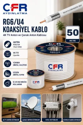 CFR LED AYDINLATM 4K Anten Uydu Kablosu Rg6 U4 Tv Anten Kablosu- 5,10,15,20,25,30,50,100 MT