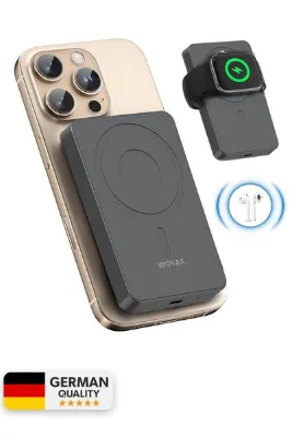 woyax All In Magsafe Powerbank 10.000mAh 20W Hızlı Taşınabilir Şarj Cihazı Saat Kulaklık iPhone Android