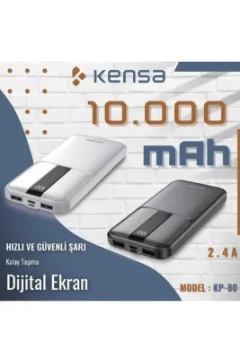 leasertech 10000 Mah Powerbank Dijital Ekran Taşınabilir Şarj Powerstation Beyaz