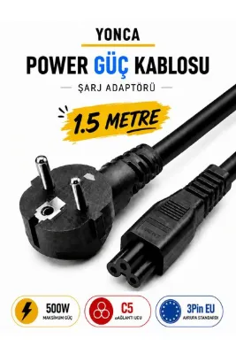ANKTEK Şarj Adaptörü Yonca Power Kablosu 3 Pin C5 Notebook PC Laptop Güç Kablosu 500W 3x0.75mm