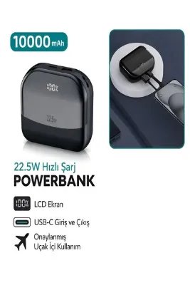 ÇELİKWORK Fp-15 10000mah 22.5w Hızlı Şarj Usb-c Giriş Lcd Gösterge Taşınabilir Powerbank Güç Bankası