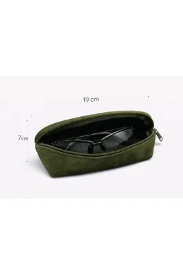 %100 Gerçek Deri Süet Gözlük Kılıfı – 19 × 7 cm