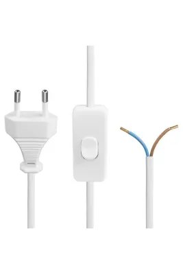 BK Teknoloji 220 Volt Anahtarlı Fişli Açık Uçlu Güç Kablosu 1 Metre Beyaz
