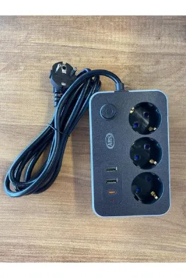 Arslanlar 3LÜ PRİZ UZATMA KABLOLU 2 USB+1 TYPE-C (2 METRE)