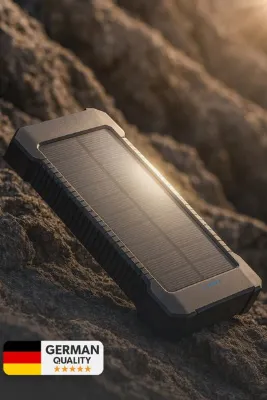 woyax Güneş Enerjili Solar Powerbank 10000mah Led Işıklı Taşınabilir Batarya Şarj Cihazı Siyah
