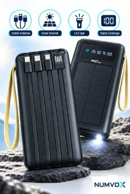 numvox PW-59 Solar 10.000 Mah Güneş Enerjili Led Işıklı Powerbank Şarj Aleti 2x Usb Çıkışlı Mikro Tycp