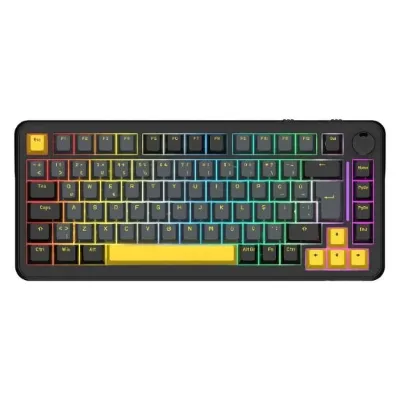 Rampage Yamikage Siyah/Gri/Sarı 2.4G + BT Wireless RGB Hot Swap Gasket Oil Switch Klavye