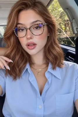 Dio Armati Sofya Cat Eye Zebra Desen Mavi Işık Korumalı Kadın Gözlük Optik Cam İle Değiştirilebilir