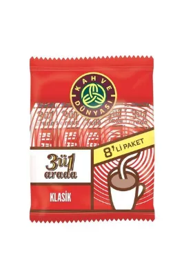 Kahve Dünyası 3'ü 1 Arada Klasik Hazır Kahve 8'li Paket