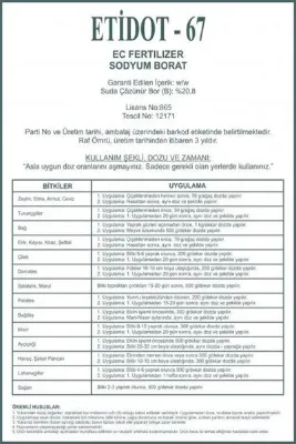 ETİ MADEN Etidot-67 Bor 5 Kg Orjinal Etibank Ürününden Bölünerek Gönderilir