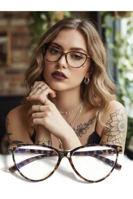 QnQ CAT EYE LEOPAR MAVİ IŞIK KORUMA GÖZLÜĞÜ EKRAN VE GÜNEŞ GÖZLÜĞÜ