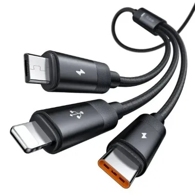 Mcdodo CA-5790 3in1 Arada USB-A- Type-c + Lightning + Mikro USB Şarj Ve Veri Aktarım Kablosu 12 M