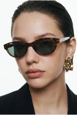 REN EYEWEAR Tessa Kadın Güneş Gözlüğü Oval Kedi Gözü LEOPAR ÇERÇEVE 50 Ekartman Gold Detaylı YENİ Sezon