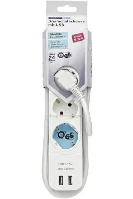 Ideenwelt Çoklu Priz 3'lü 2'li Usb Beyaz -ges-141 Bsc