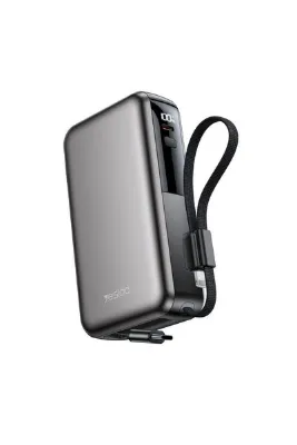 Yesido Dijital Göstergeli 10.000 mAh 22.5W PD Hızlı Şarj Destekli Dahili Type C Lightning Kablolu Powerbank